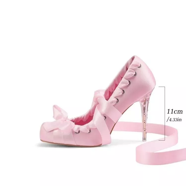 Decolte donna rosa, vista laterale con altezza tacco indicata di 11 cm
