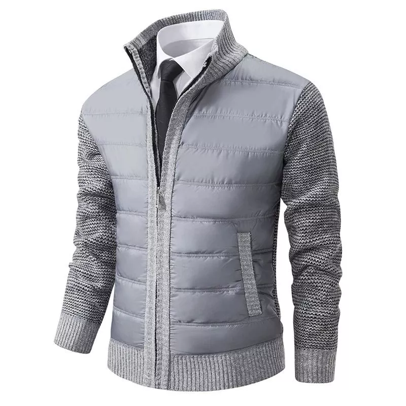 Giacca uomo grigio chiaro imbottita parte frontale con zip