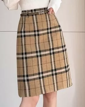Gonna Donna Cachi Stile Coreano Lana Sintetica Mid Longuette 9K0JA1 &middot; Cachi