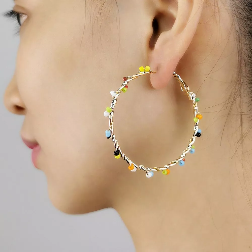 Orecchini a cerchio semplici alla moda color argento per donne Ragazze Cerchio Orecchini rotondi minimalisti Party Nuovi regali di gioielli a forma di C  36