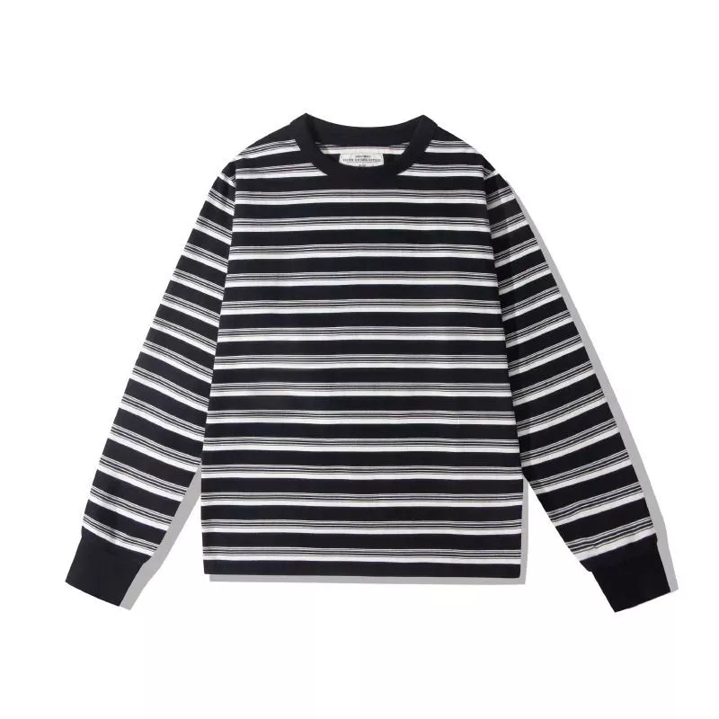 Maglia uomo blu navy scuro con righe bianche vista frontale