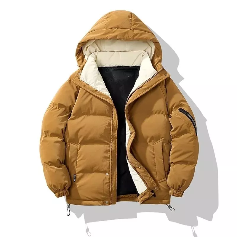 Parka uomo marrone con cappuccio aperto