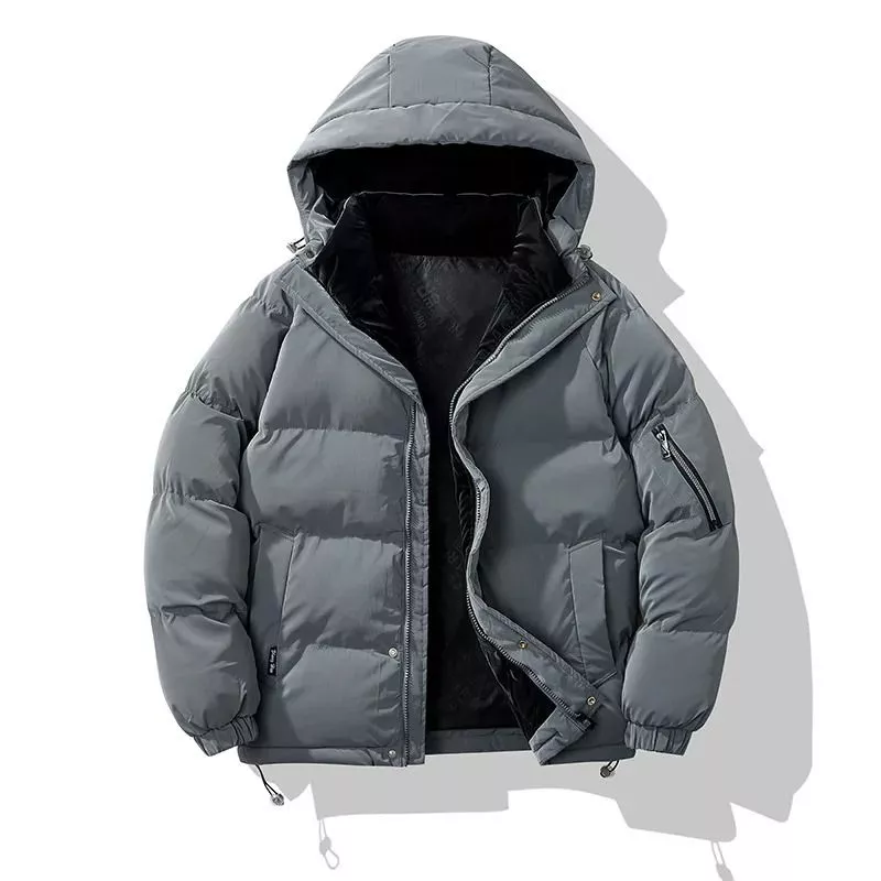 Parka uomo grigio con cappuccio aperto