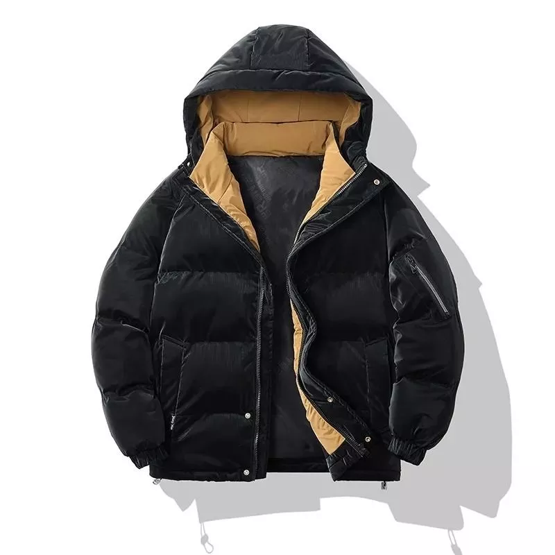 Parka uomo nero con cappuccio aperto
