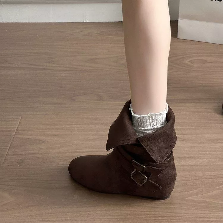 Stivaletti Donna Invernali Camoscio Sintetico Tacco Medio 4 cm OYDC7