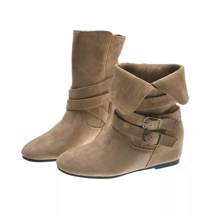 Stivaletti Donna Invernali Camoscio Sintetico Tacco Medio 4 cm OYDC7