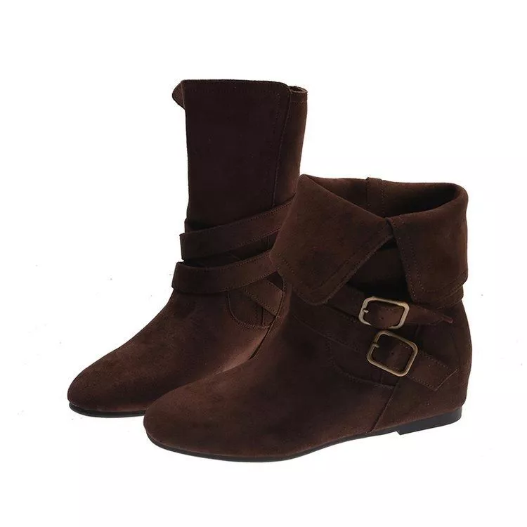 Stivaletti Donna Invernali Camoscio Sintetico Tacco Medio 4 cm OYDC7