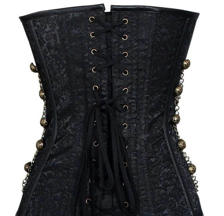 Corpetto Donna Corsetto Donna Marrone Con Choker Nero Bustino